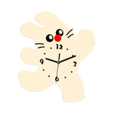 Maxbell Cartoon Cat Shaped Wall Clock Silent for Housewarming Gift Farmhouse Kitchen Beige