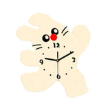 Maxbell Cartoon Cat Shaped Wall Clock Silent for Housewarming Gift Farmhouse Kitchen Beige