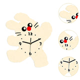 Maxbell Cartoon Cat Shaped Wall Clock Silent for Housewarming Gift Farmhouse Kitchen Beige