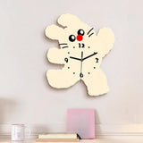Maxbell Cartoon Cat Shaped Wall Clock Silent for Housewarming Gift Farmhouse Kitchen Beige