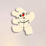 Maxbell Cartoon Cat Shaped Wall Clock Silent for Housewarming Gift Farmhouse Kitchen Beige
