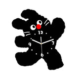 Maxbell Cartoon Cat Shaped Wall Clock Silent for Housewarming Gift Farmhouse Kitchen Black