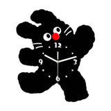 Maxbell Cartoon Cat Shaped Wall Clock Silent for Housewarming Gift Farmhouse Kitchen Black