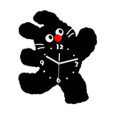 Maxbell Cartoon Cat Shaped Wall Clock Silent for Housewarming Gift Farmhouse Kitchen Black