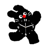 Maxbell Cartoon Cat Shaped Wall Clock Silent for Housewarming Gift Farmhouse Kitchen Black