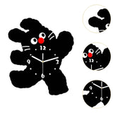 Maxbell Cartoon Cat Shaped Wall Clock Silent for Housewarming Gift Farmhouse Kitchen Black