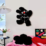 Maxbell Cartoon Cat Shaped Wall Clock Silent for Housewarming Gift Farmhouse Kitchen Black