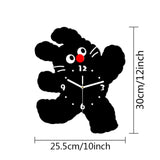 Maxbell Cartoon Cat Shaped Wall Clock Silent for Housewarming Gift Farmhouse Kitchen Black