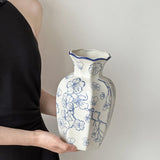 Maxbell Chinese Ceramic Flower Vase Home Decor Plant Holder for Office Wedding Table PlumBossom 10cmx24cm