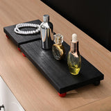 Maxbell Wooden Cosmetic Stand Sturdy Pedestal Stand for Dresser Countertop Dormitory Large Black