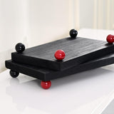 Maxbell Wooden Cosmetic Stand Sturdy Pedestal Stand for Dresser Countertop Dormitory Medium Black