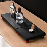 Maxbell Wooden Cosmetic Stand Sturdy Pedestal Stand for Dresser Countertop Dormitory Medium Black