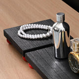 Maxbell Wooden Cosmetic Stand Sturdy Pedestal Stand for Dresser Countertop Dormitory Small Black
