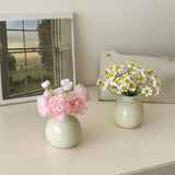 Maxbell Plant Pot Home Table Centerpiece Desktop Small Bookshelf Ceramic Flower Vase White