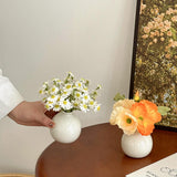 Maxbell Plant Pot Home Table Centerpiece Desktop Small Bookshelf Ceramic Flower Vase White