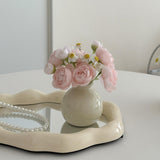 Maxbell Plant Pot Home Table Centerpiece Desktop Small Bookshelf Ceramic Flower Vase White