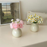 Maxbell Plant Pot Home Table Centerpiece Desktop Small Bookshelf Ceramic Flower Vase White