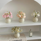 Maxbell Plant Pot Home Table Centerpiece Desktop Small Bookshelf Ceramic Flower Vase White