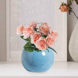 Maxbell Plant Pot Home Table Centerpiece Desktop Small Bookshelf Ceramic Flower Vase Blue