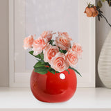 Maxbell Plant Pot Home Table Centerpiece Desktop Small Bookshelf Ceramic Flower Vase Red