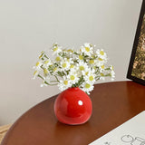 Maxbell Plant Pot Home Table Centerpiece Desktop Small Bookshelf Ceramic Flower Vase Red