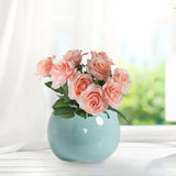 Maxbell Plant Pot Home Table Centerpiece Desktop Small Bookshelf Ceramic Flower Vase Cyan Blue