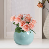 Maxbell Plant Pot Home Table Centerpiece Desktop Small Bookshelf Ceramic Flower Vase Cyan Blue
