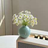 Maxbell Plant Pot Home Table Centerpiece Desktop Small Bookshelf Ceramic Flower Vase Cyan Blue