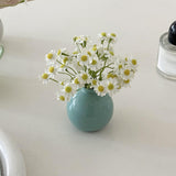 Maxbell Plant Pot Home Table Centerpiece Desktop Small Bookshelf Ceramic Flower Vase Cyan Blue
