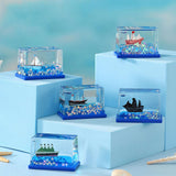 Maxbell Acrylic Fluid Liquid Decor Fluid Liquid Toy for Office Living Room Bookshelf Sailboat