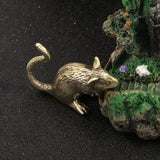 Maxbell Brass Rat Ornament Copper Mouse Statue Lifelike for Office Apartment Bedroom