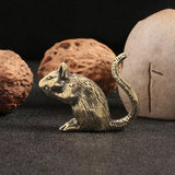 Maxbell Brass Rat Ornament Copper Mouse Statue Lifelike for Office Apartment Bedroom