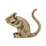 Maxbell Brass Rat Ornament Copper Mouse Statue Lifelike for Office Apartment Bedroom