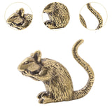 Maxbell Brass Rat Ornament Copper Mouse Statue Lifelike for Office Apartment Bedroom