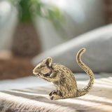 Maxbell Brass Rat Ornament Copper Mouse Statue Lifelike for Office Apartment Bedroom