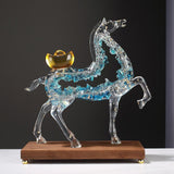 Maxbell Horse Statue Creative Resin Decorative Figurine for Shelf Entrance Fireplace Blue