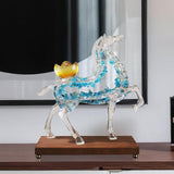 Maxbell Horse Statue Creative Resin Decorative Figurine for Shelf Entrance Fireplace Blue