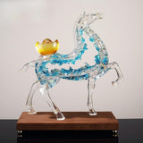 Maxbell Horse Statue Creative Resin Decorative Figurine for Shelf Entrance Fireplace Blue