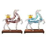 Maxbell Horse Statue Creative Resin Decorative Figurine for Shelf Entrance Fireplace Blue