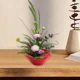 Maxbell Floral Holder Frog Container Flower Arrangement for Gift Counter Living Room Red