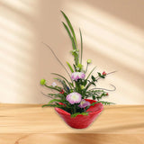 Maxbell Floral Holder Frog Container Flower Arrangement for Gift Counter Living Room Red