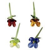 Maxbell Mini Glass Flower Creative Floral Figurine for Women Girls Mother's Day Room Red