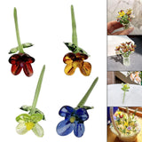 Maxbell Mini Glass Flower Creative Floral Figurine for Women Girls Mother's Day Room Red