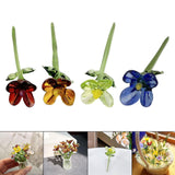 Maxbell Mini Glass Flower Creative Floral Figurine for Women Girls Mother's Day Room Red