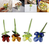 Maxbell Mini Glass Flower Creative Floral Figurine for Women Girls Mother's Day Room Red