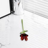 Maxbell Mini Glass Flower Creative Floral Figurine for Women Girls Mother's Day Room Red