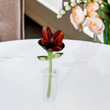 Maxbell Mini Glass Flower Creative Floral Figurine for Women Girls Mother's Day Room Red