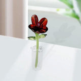 Maxbell Mini Glass Flower Creative Floral Figurine for Women Girls Mother's Day Room Red