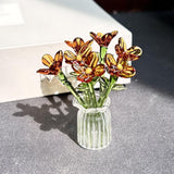 Maxbell Mini Glass Flower Creative Floral Figurine for Women Girls Mother's Day Room Yellow