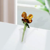 Maxbell Mini Glass Flower Creative Floral Figurine for Women Girls Mother's Day Room Yellow